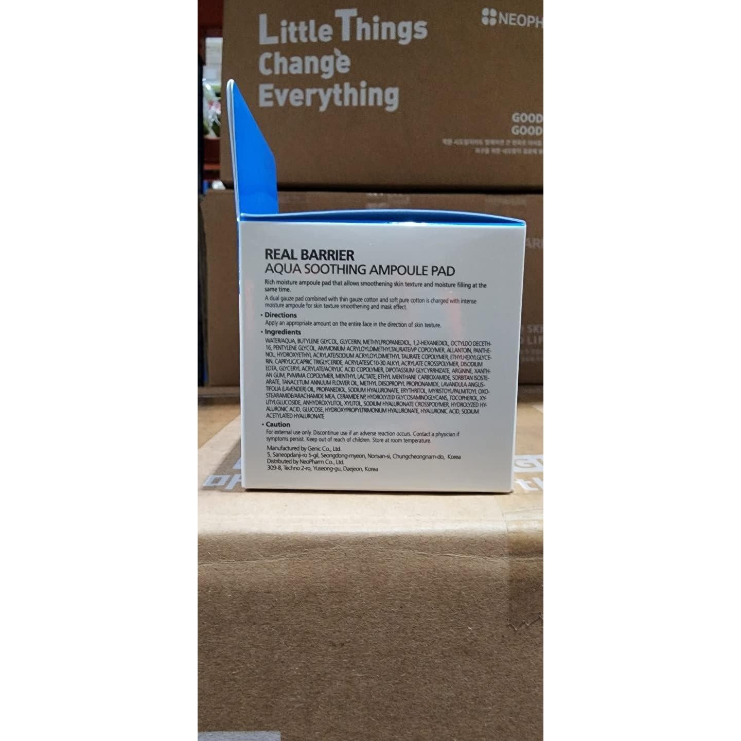 Real Barrier Aqua Soothing Ampoule Pad 70 Pads Hidratante Facial