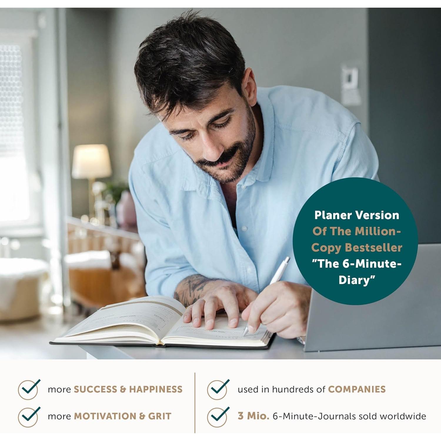 Diario de 6 Minutos UrBestSelf - Autocuidado y Gratitud A5 Rosa