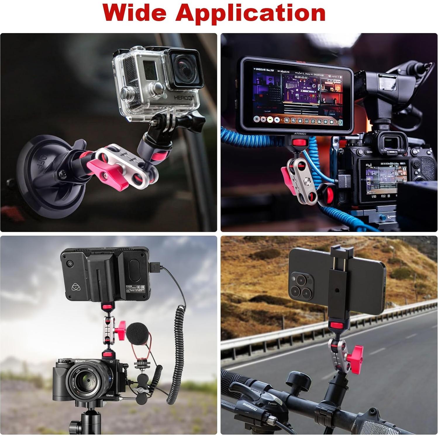 Brazo Mágico Doble Cabeza Esférica CAME-TV 64005 Aluminio