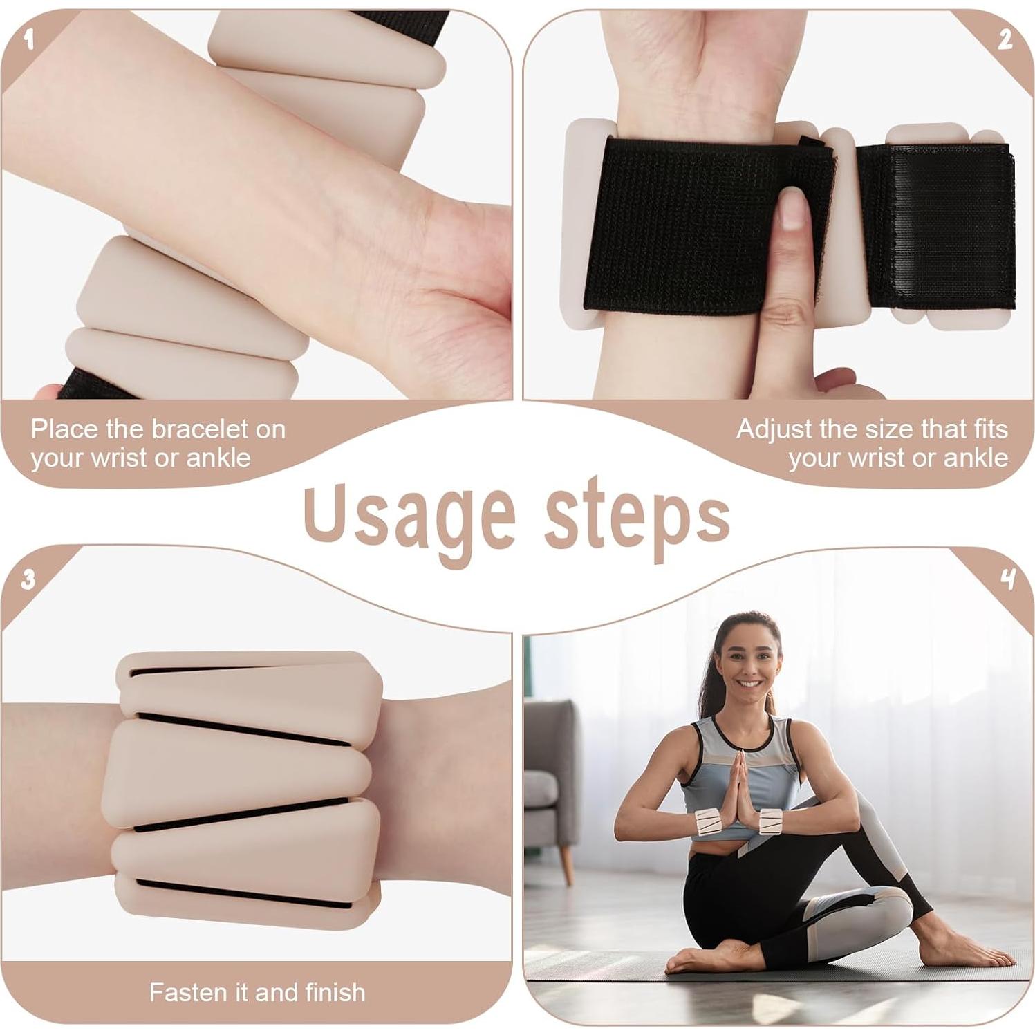 Pesas de Muñeca Ajustables Sdoap 0.45 kg Set de 2 Beige