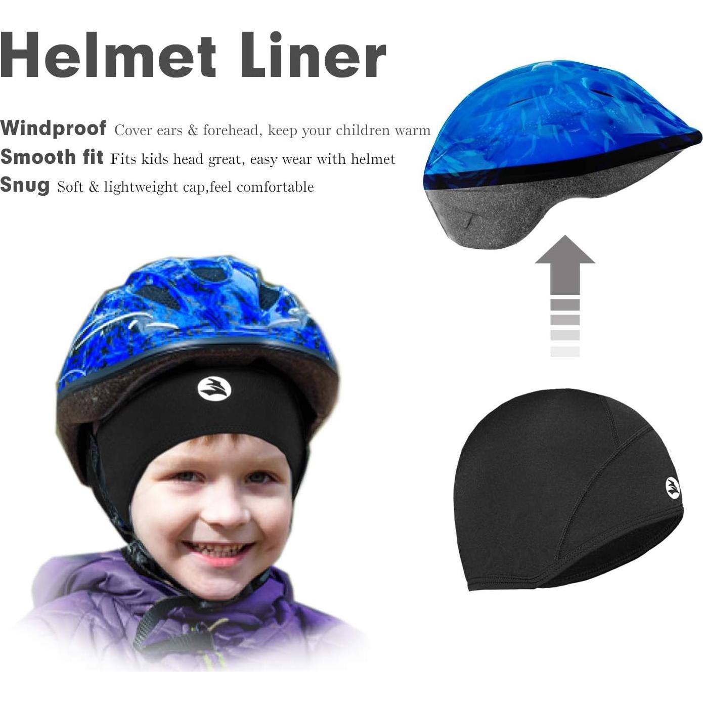 Forro Térmico para Casco Infantil Negro - 2 Unidades