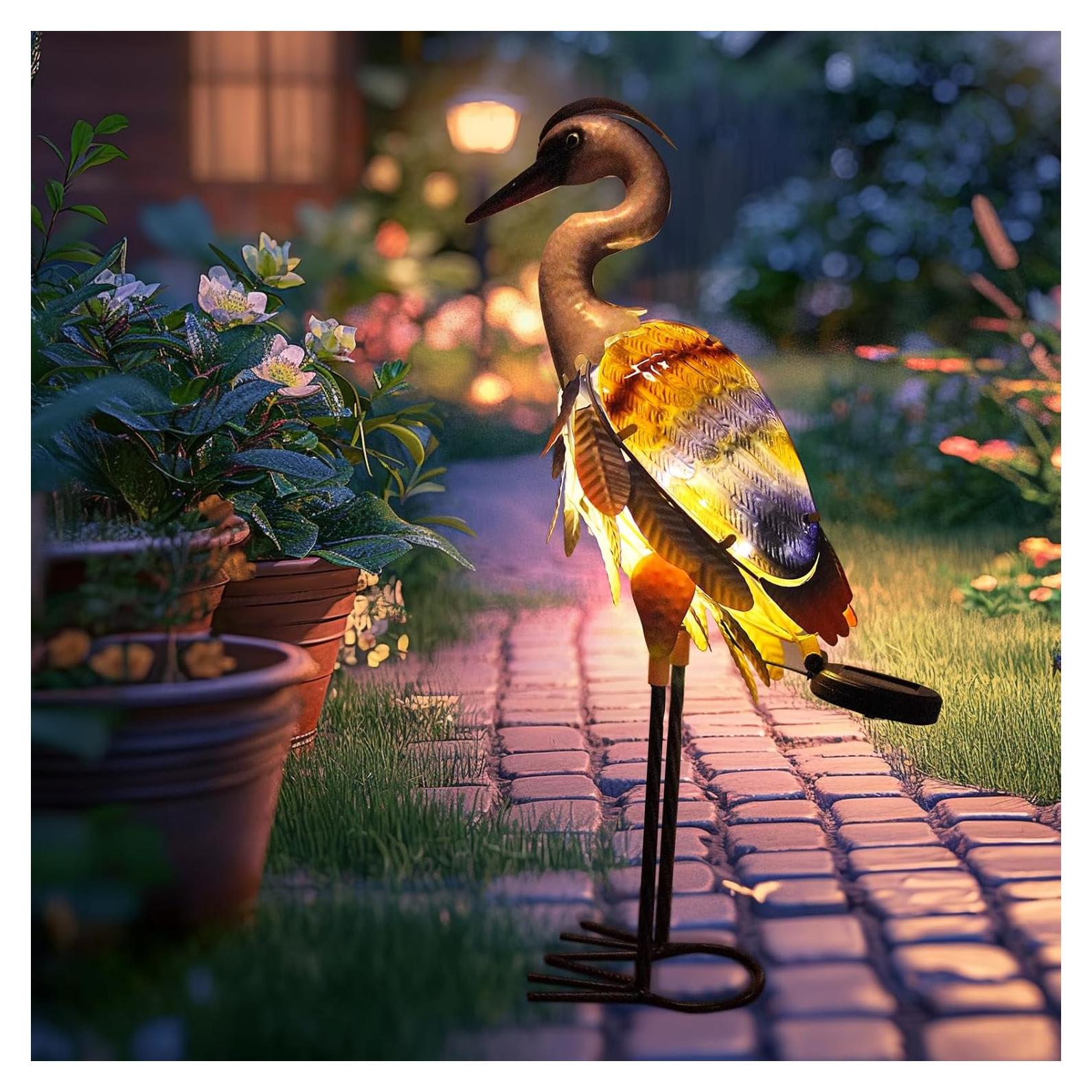 Estatua de Grulla Solar HONGLAND para Jardín 61 cm Multicolor