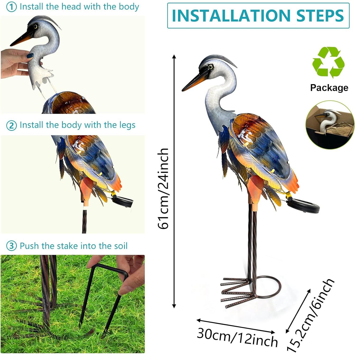 Estatua de Grulla Solar HONGLAND para Jardín 61 cm Multicolor