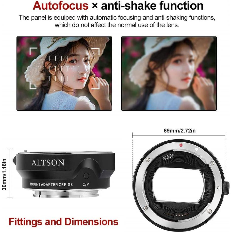 Adaptador de lente EF/EF-S a montura E Sony CEF-SE