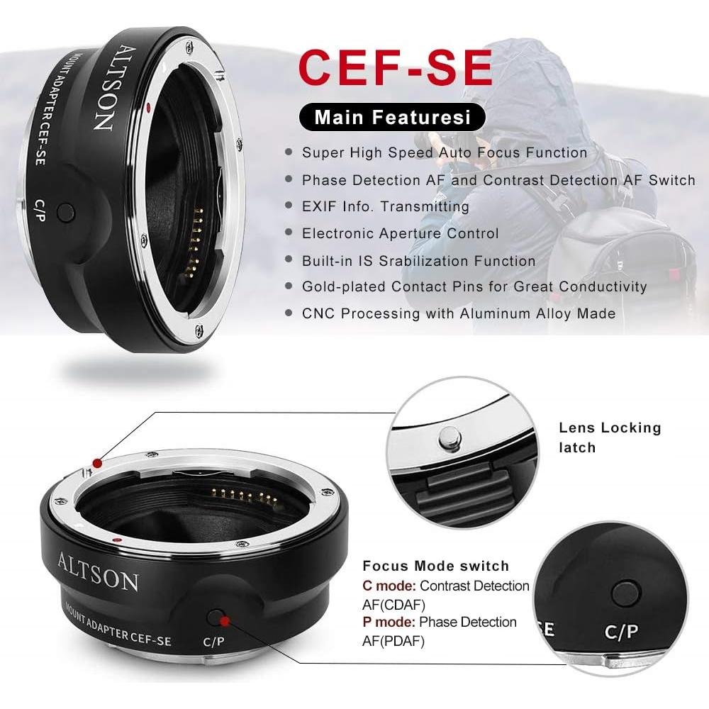 Adaptador de lente EF/EF-S a montura E Sony CEF-SE