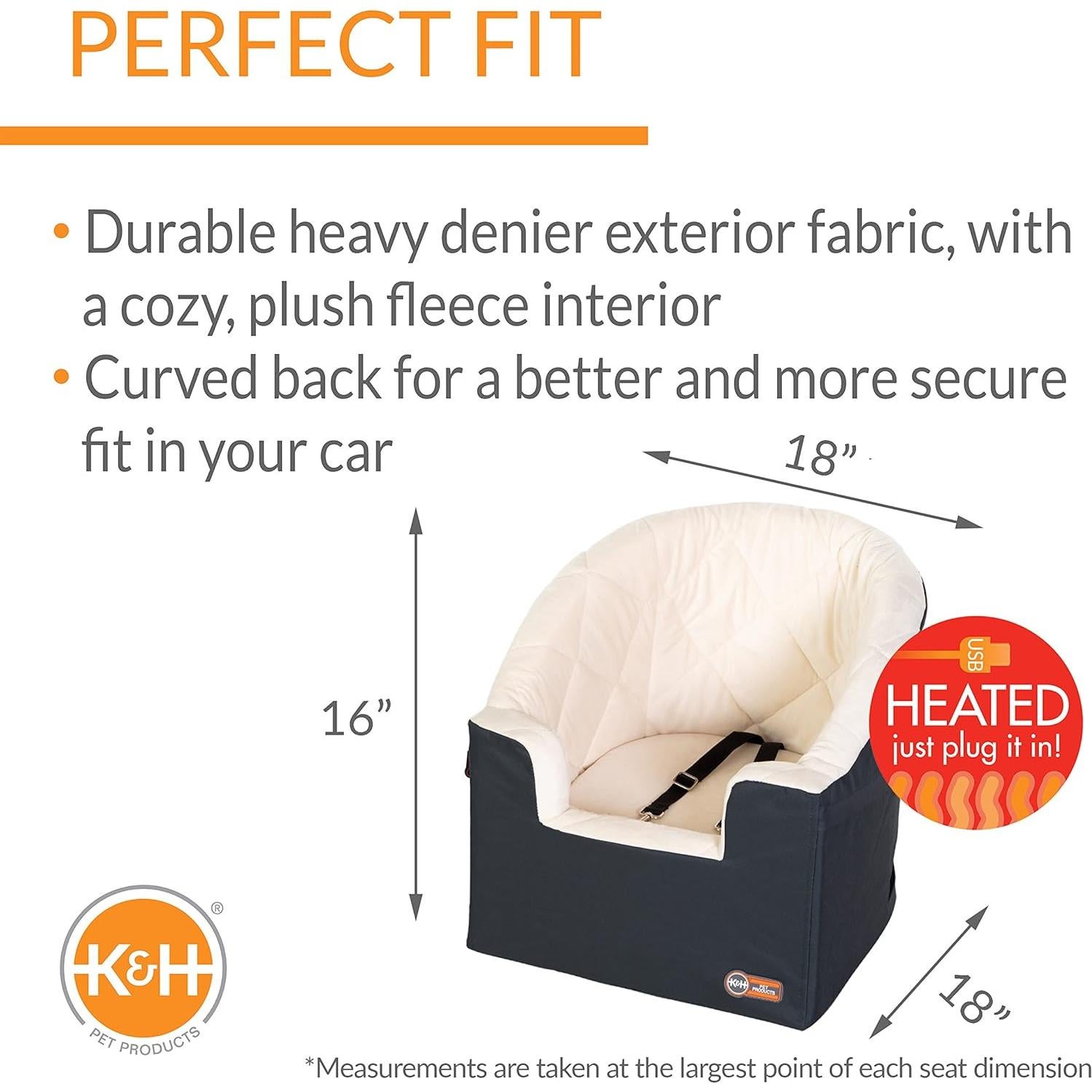 Asiento Elevador Calentado K&H para Perros Pequeños 45x45cm