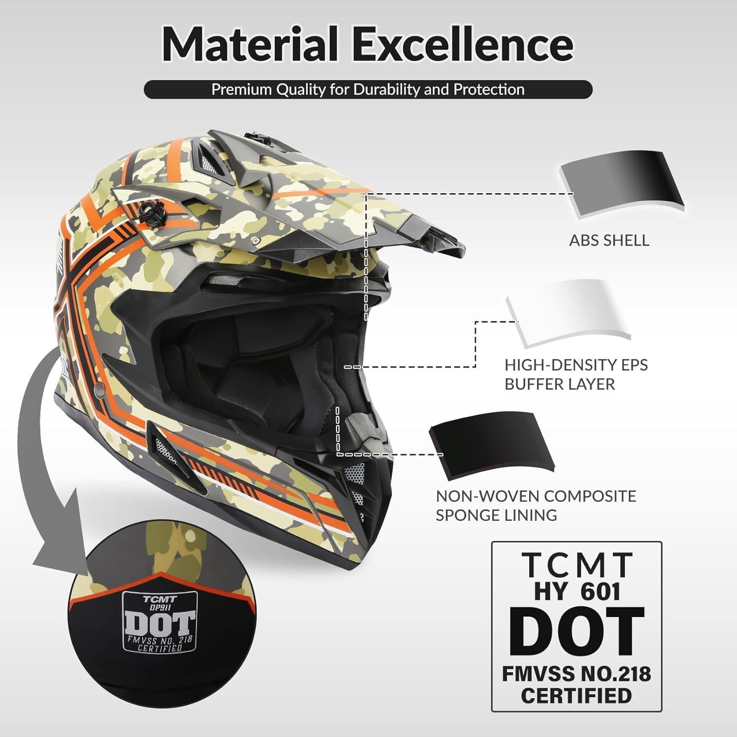 Casco Integral TCMT Off-Road Unisex Adulto 55-64 cm