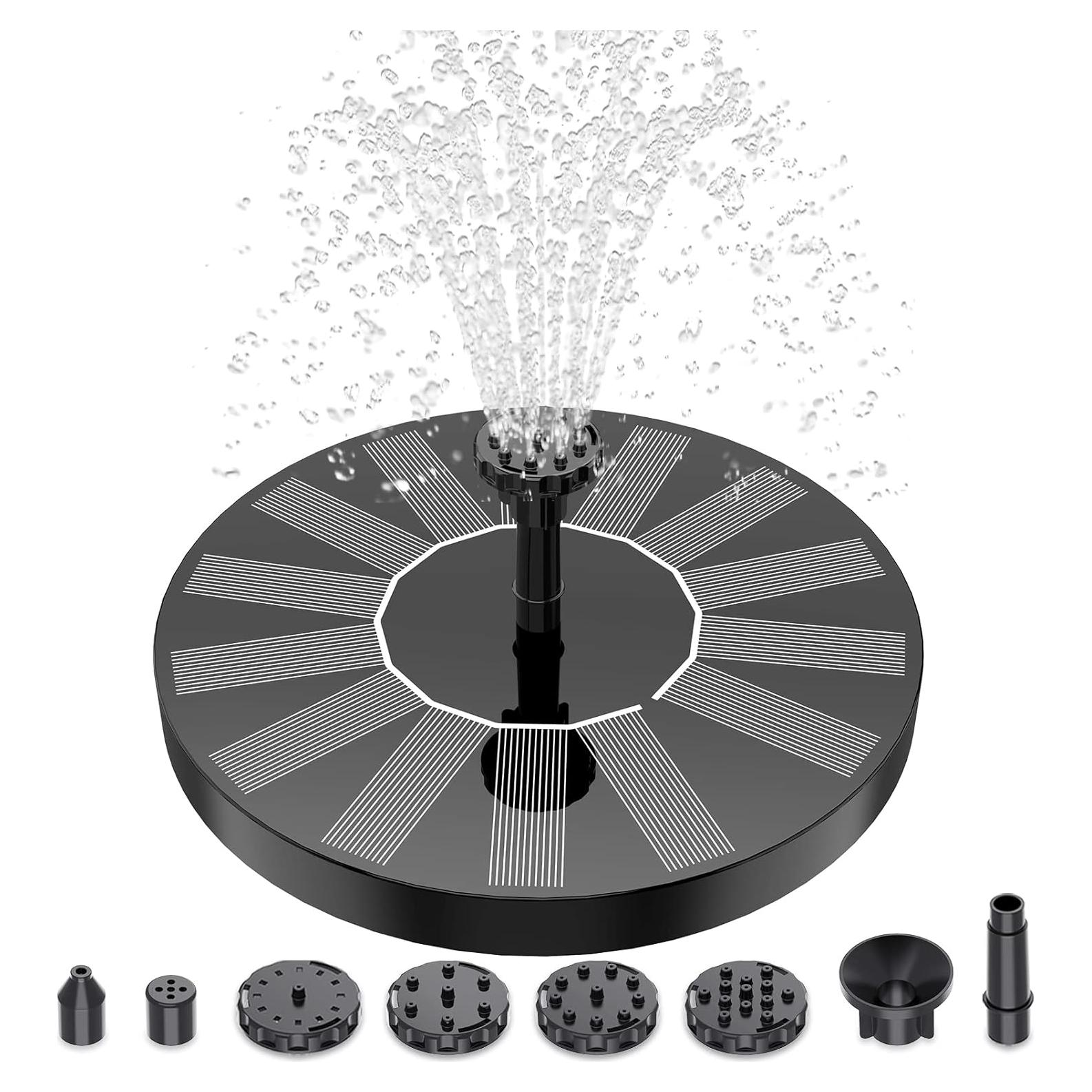 Bomba de Fuente Solar AISITIN 1.5W para Baño de Aves con 6 Boquillas