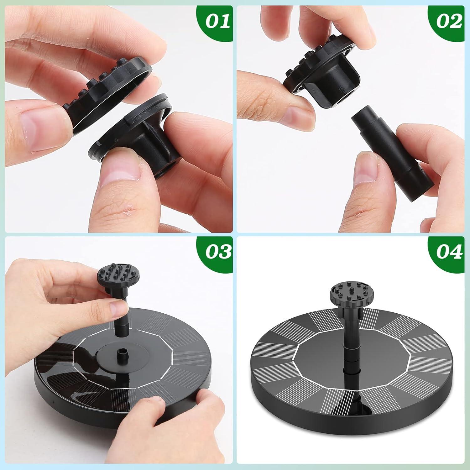 Bomba de Fuente Solar AISITIN 1.5W para Baño de Aves con 6 Boquillas