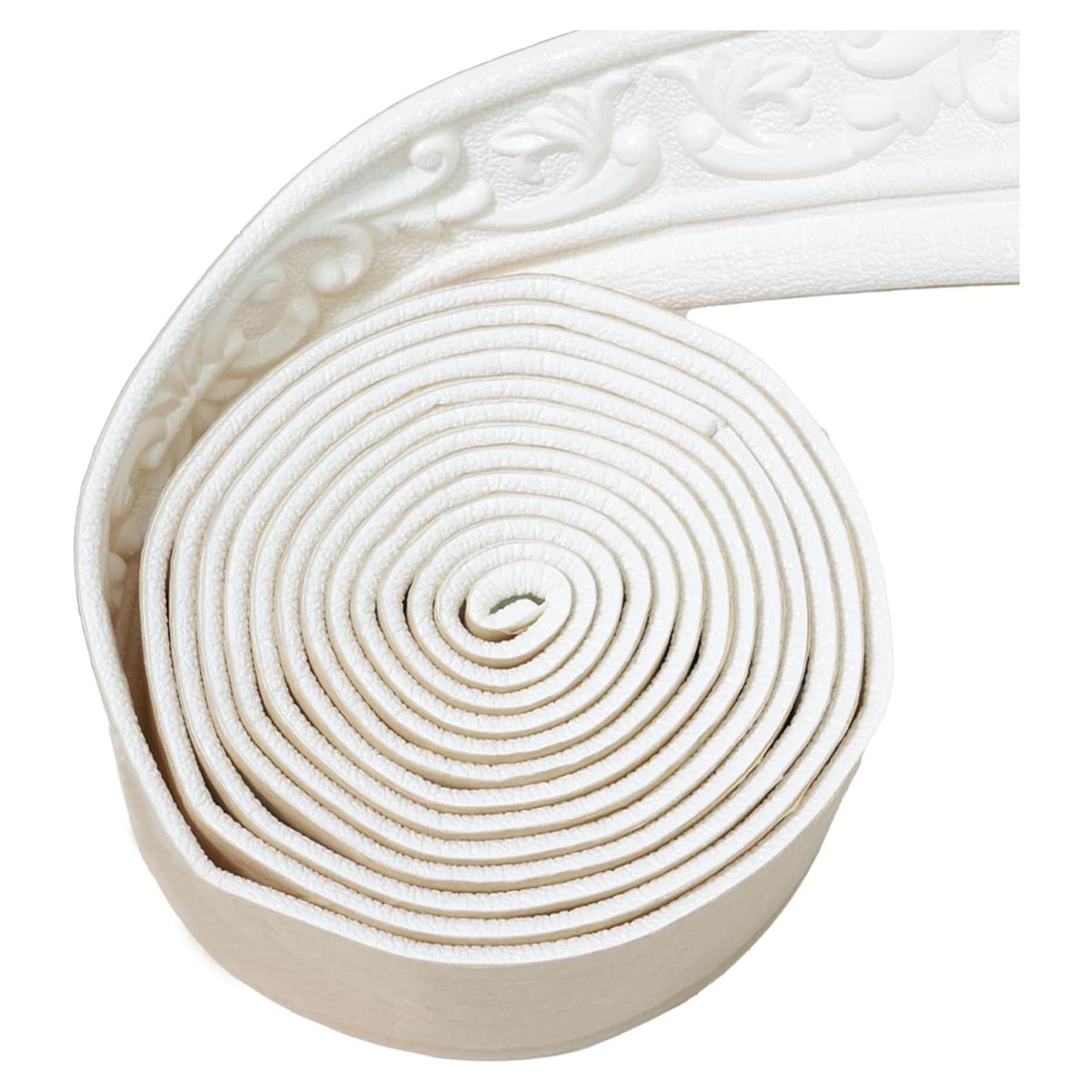WAPANE 90" x 3.1" Peel Stick Foam Molding Trim Self Adhesive, Crown Molding Wallpaper Border Flexible, 3D Wall Edging Lines Foam Baseboard, Wall Base Moulding Trim for Home, Hotel DIY Decoration
