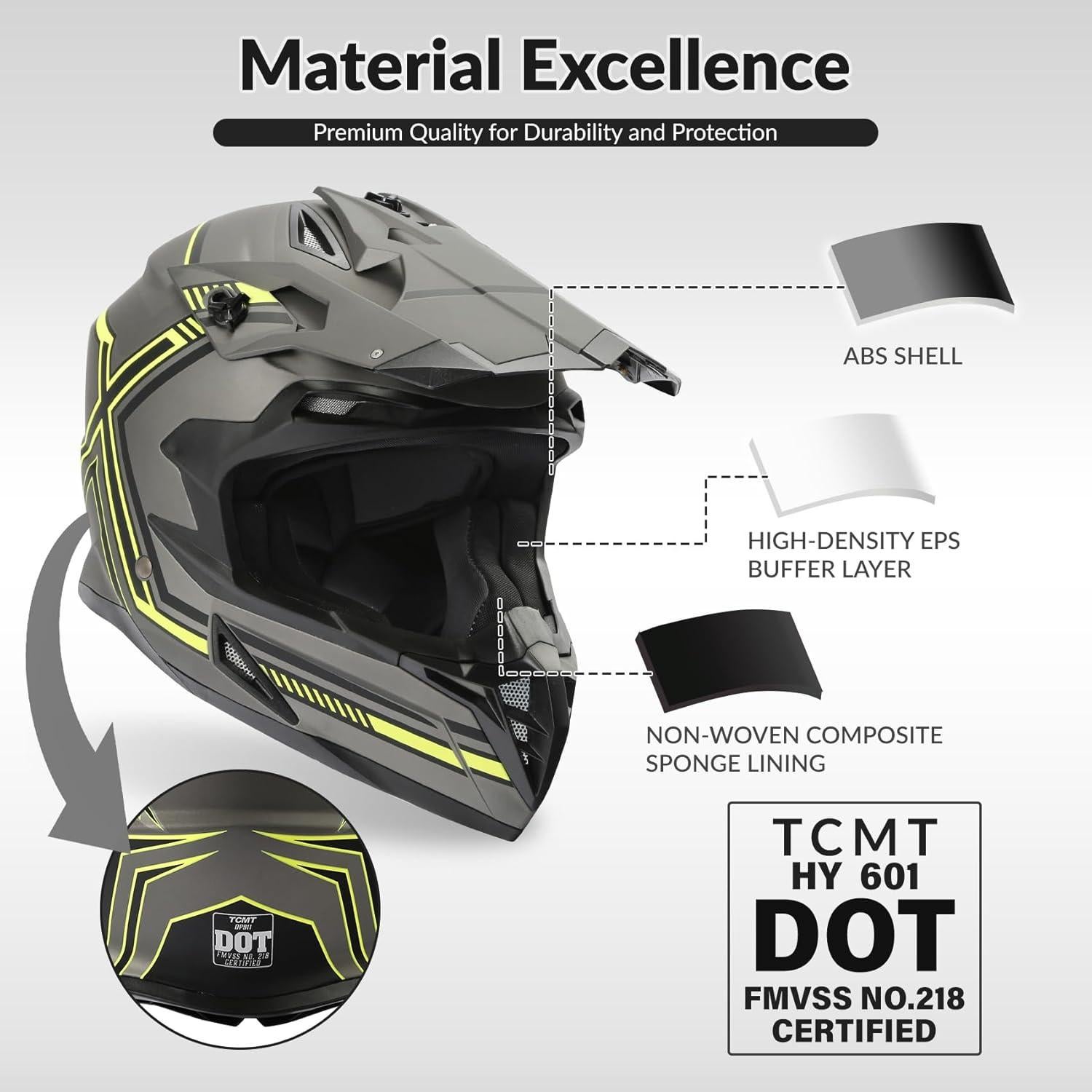 Casco Integral TCMT Off-Road Unisex Adulto Talla M-L-XL