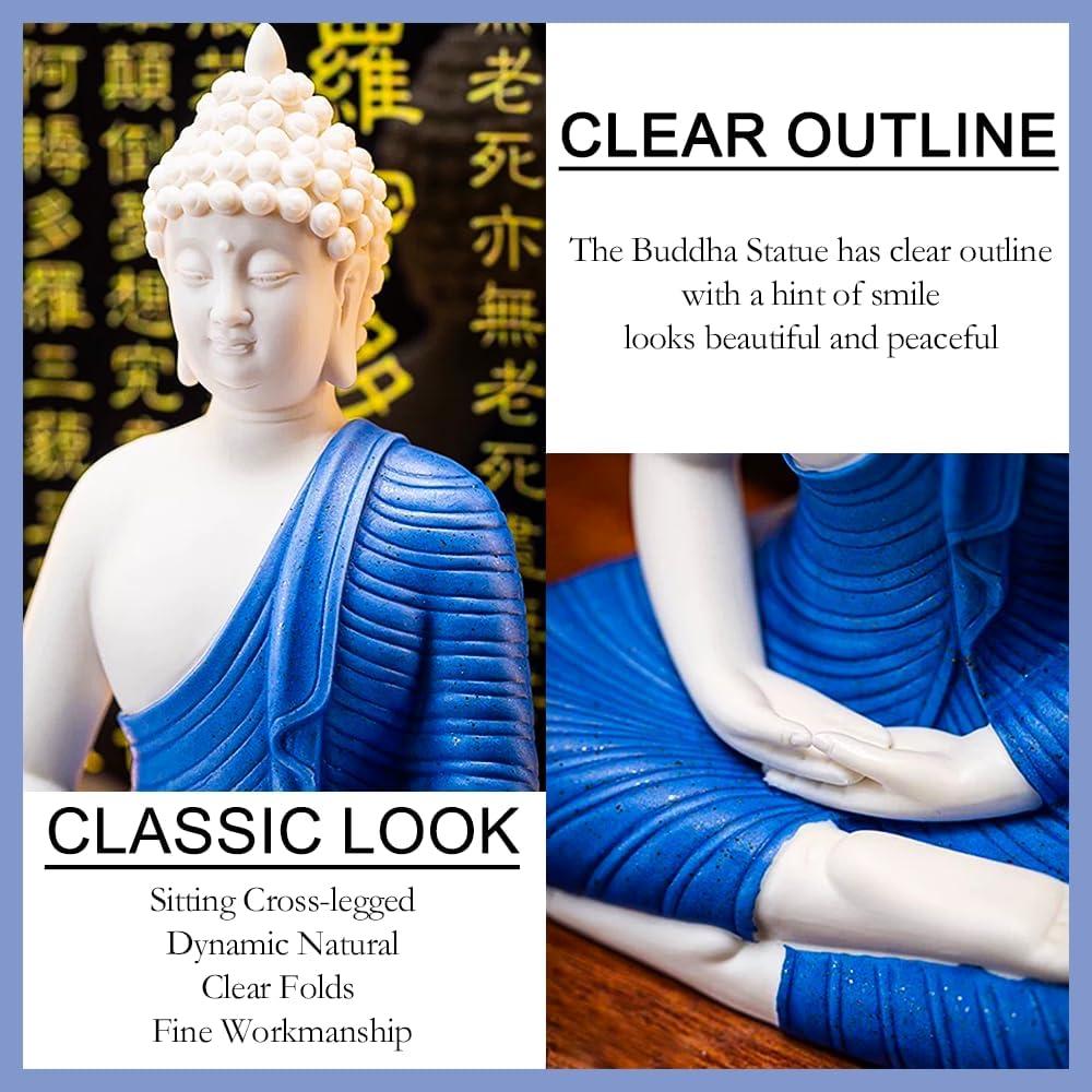 Estatua de Buda Shakyamuni 21.8 cm Cerámica ARBTOTCE Azul