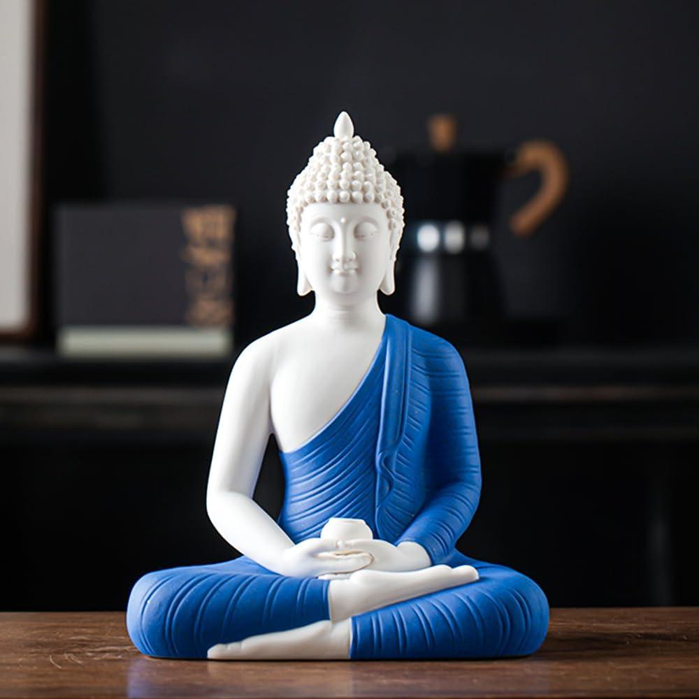 Estatua de Buda Shakyamuni 21.8 cm Cerámica ARBTOTCE Azul