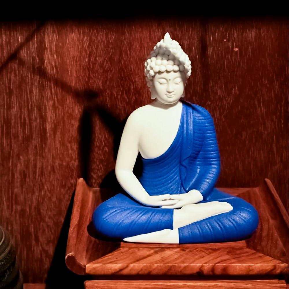 Estatua de Buda Shakyamuni 21.8 cm Cerámica ARBTOTCE Azul