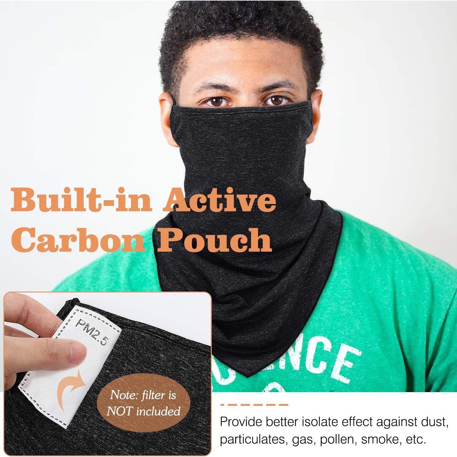 Bufanda Máscara MoKo Negra con Bucles para Orejas y Filtro UV