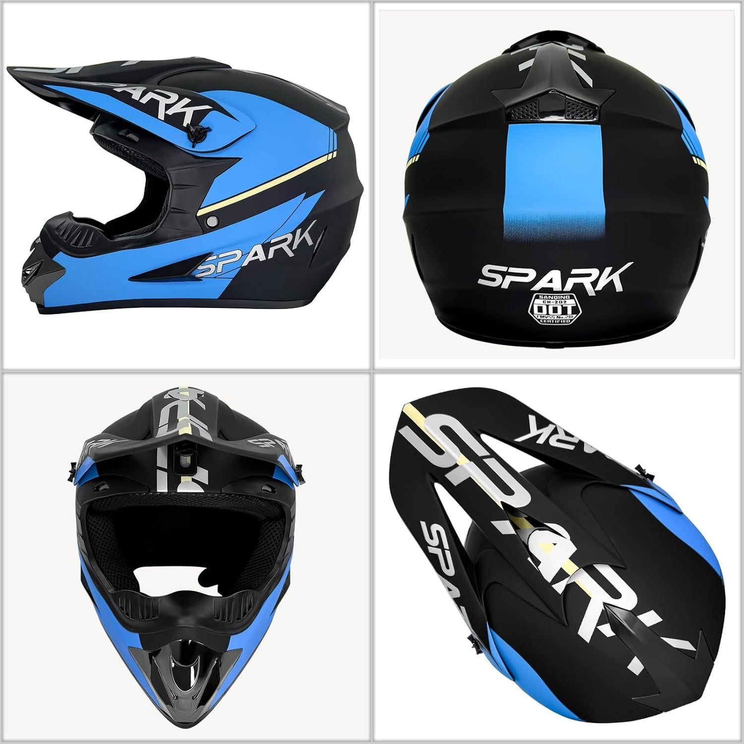 Casco de Motocross SanQing Grande Negro Aprobado DOT