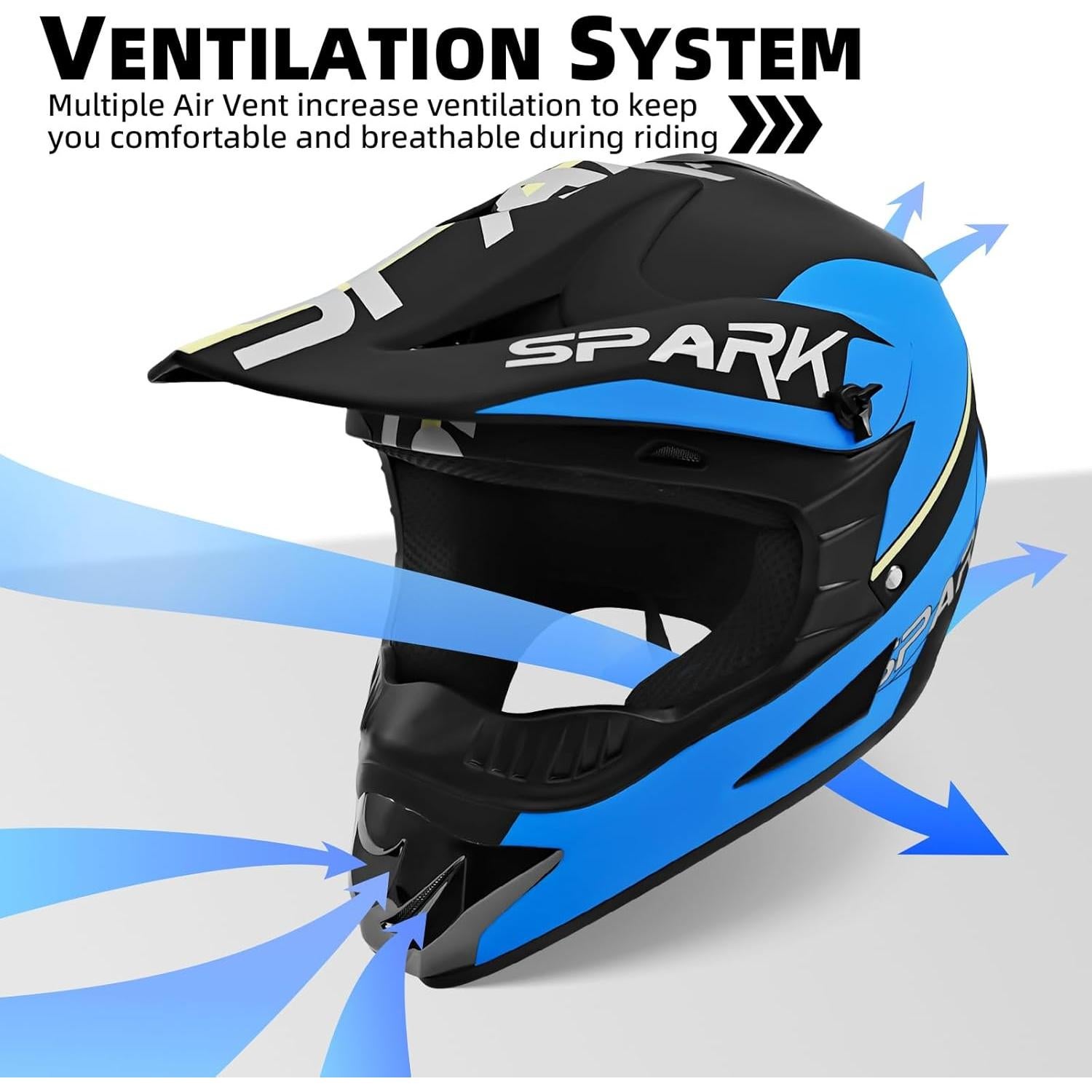 Casco de Motocross SanQing Extra Grande Negro Off-Road