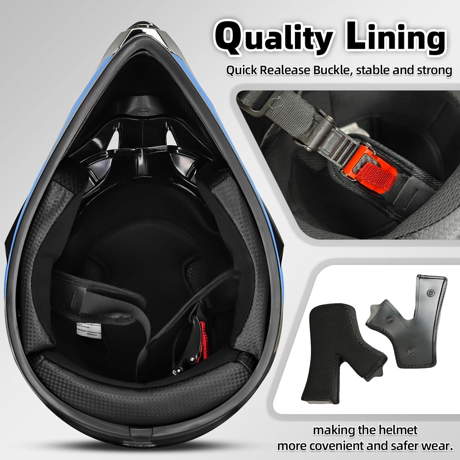 Casco de Motocross SanQing Extra Grande Negro Off-Road