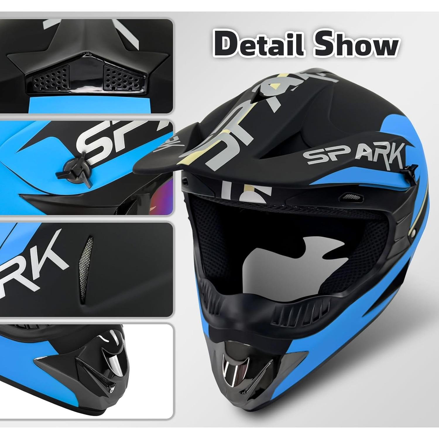 Casco de Motocross SanQing Extra Grande Negro Off-Road