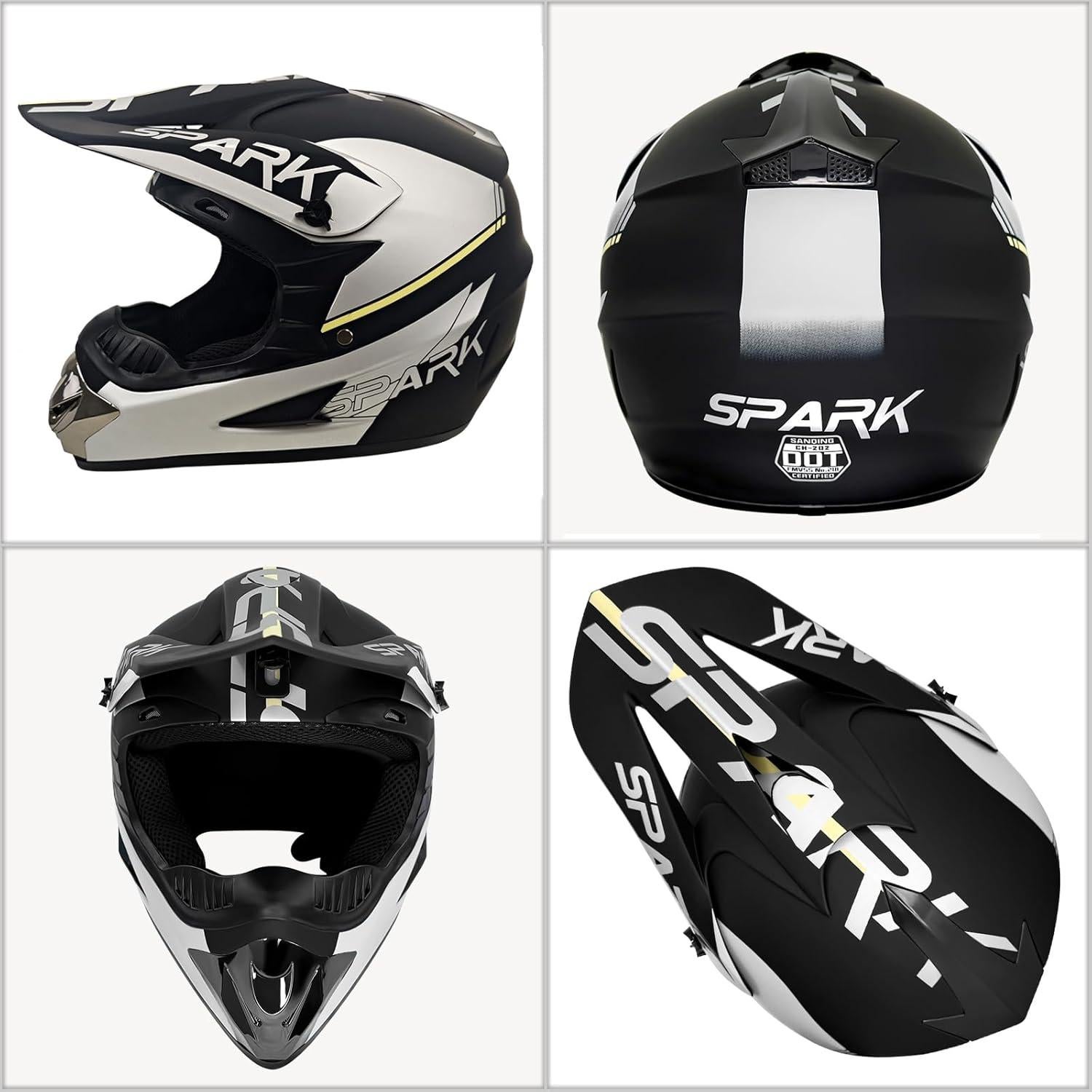 Casco de Motocross SanQing Plata Grande Aprobado por DOT