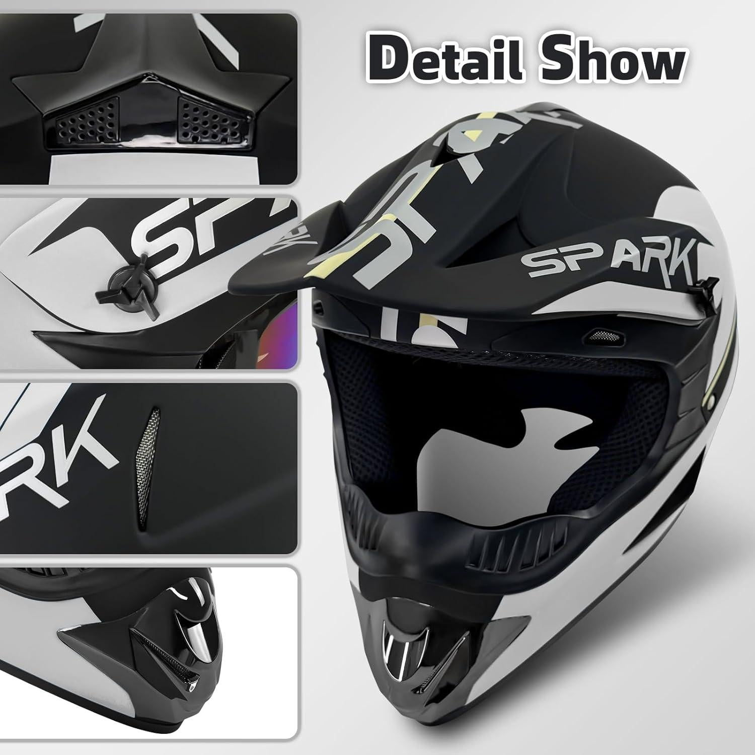 Casco de Motocross SanQing Plata Grande Aprobado por DOT