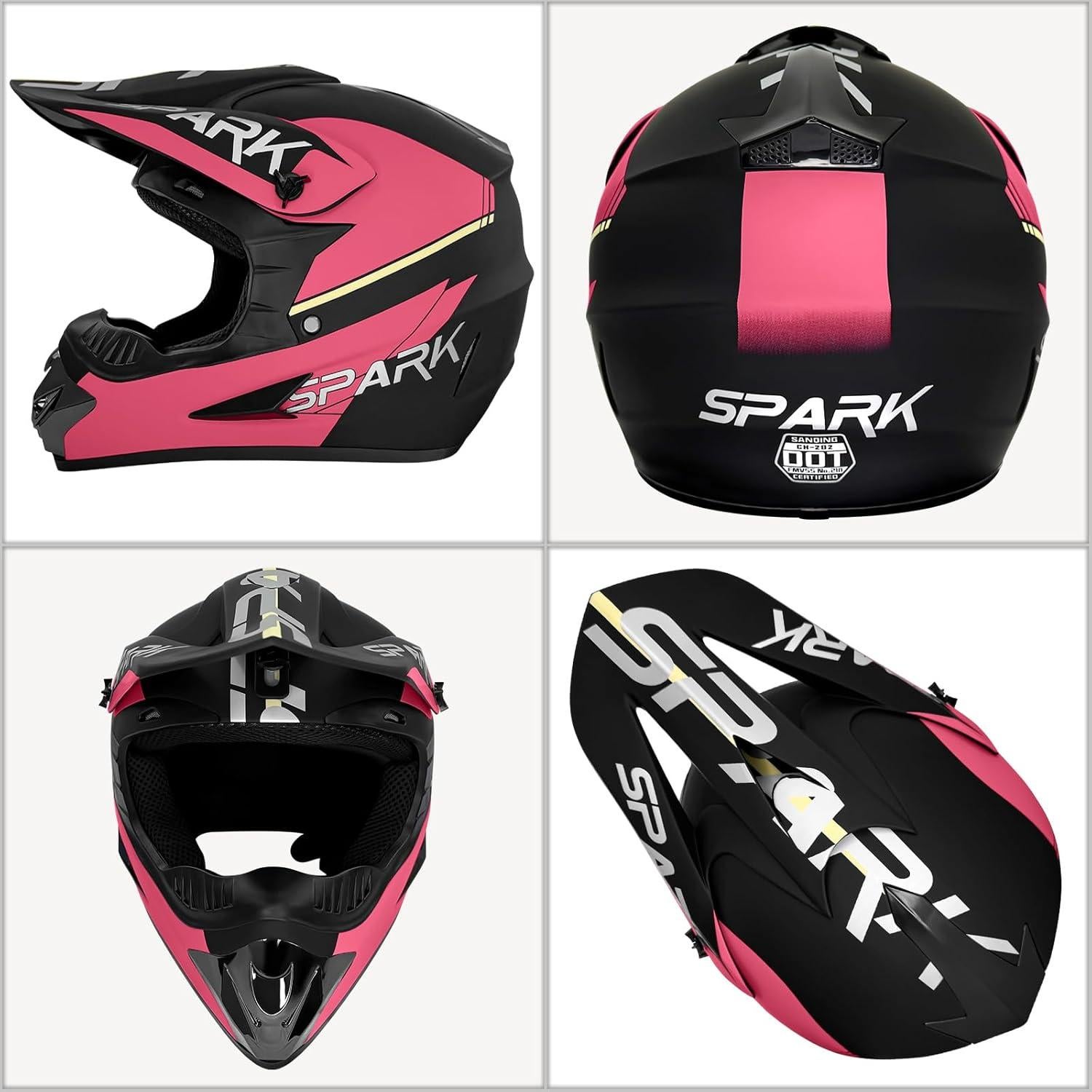 Casco de Motocross SanQing X-Large Negro Rosa Off-Road