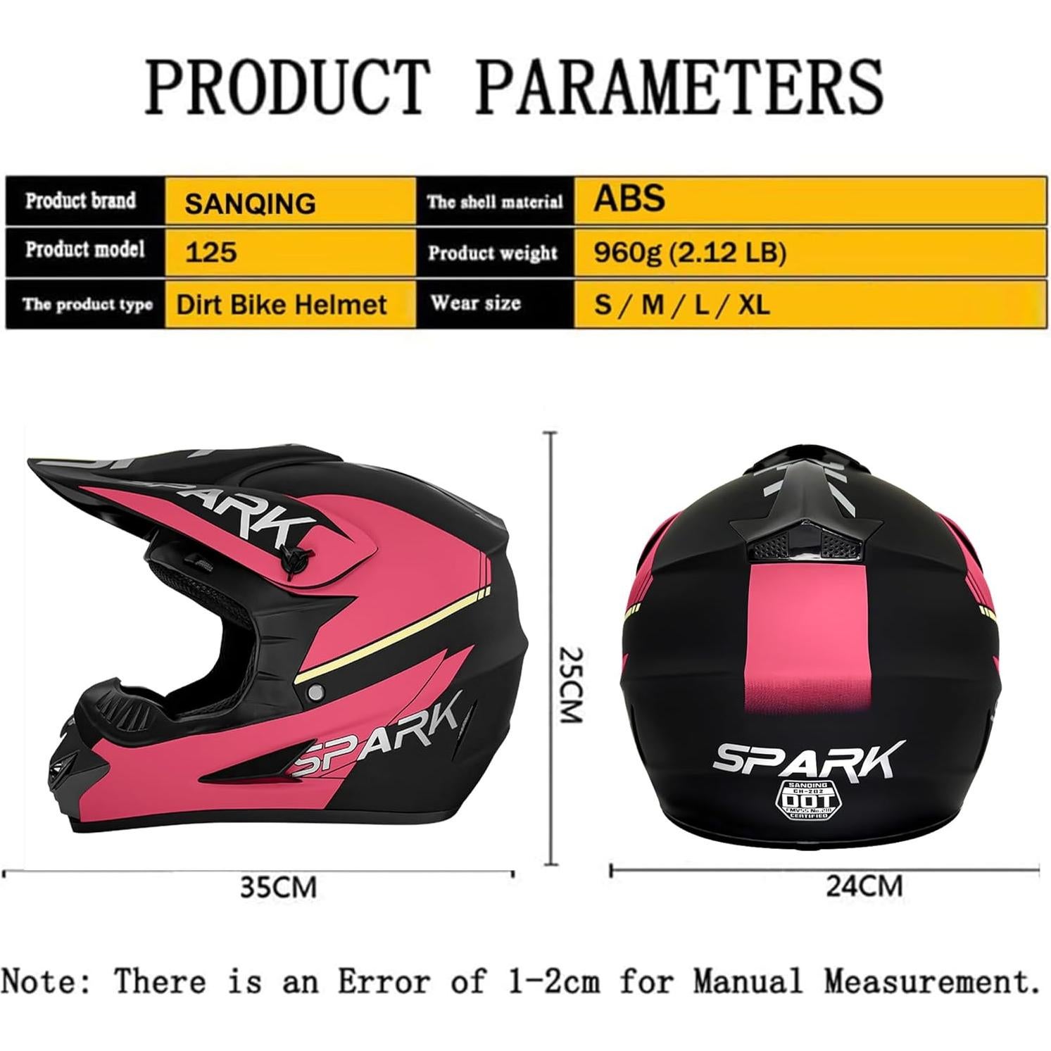 Casco de Motocross SanQing X-Large Negro Rosa Off-Road