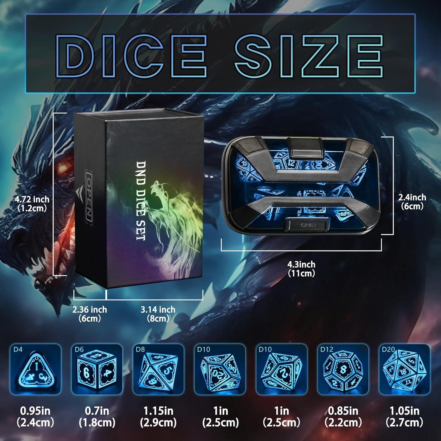 Juego de Dados LED Recargables FONVGOGO 7 Piezas Azul