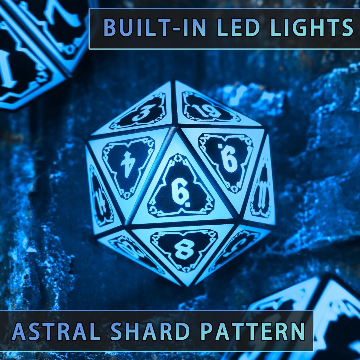 Juego de Dados LED Recargables FONVGOGO 7 Piezas Azul