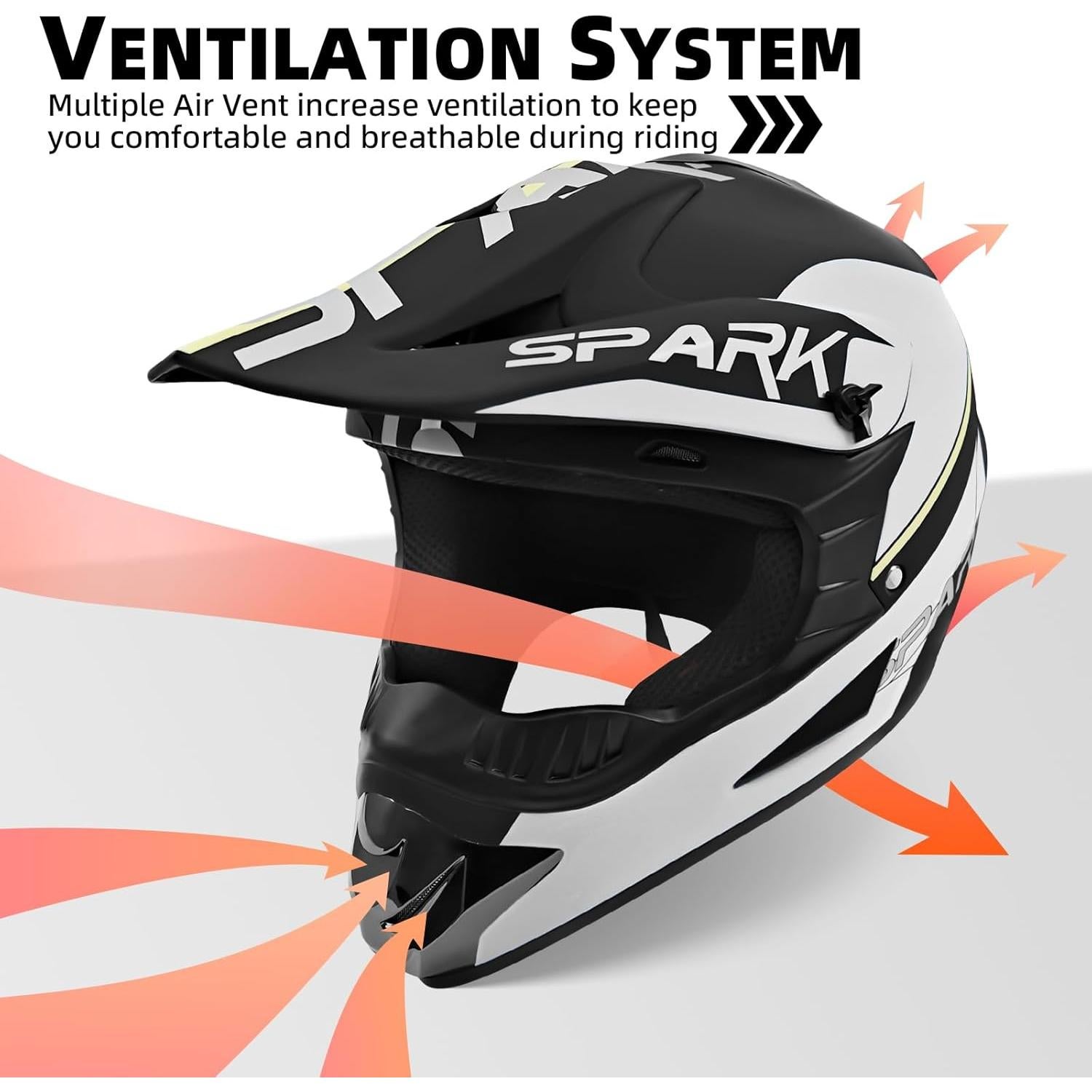 Casco de Motocross SanQing Plata Pequeño Aprobado por DOT