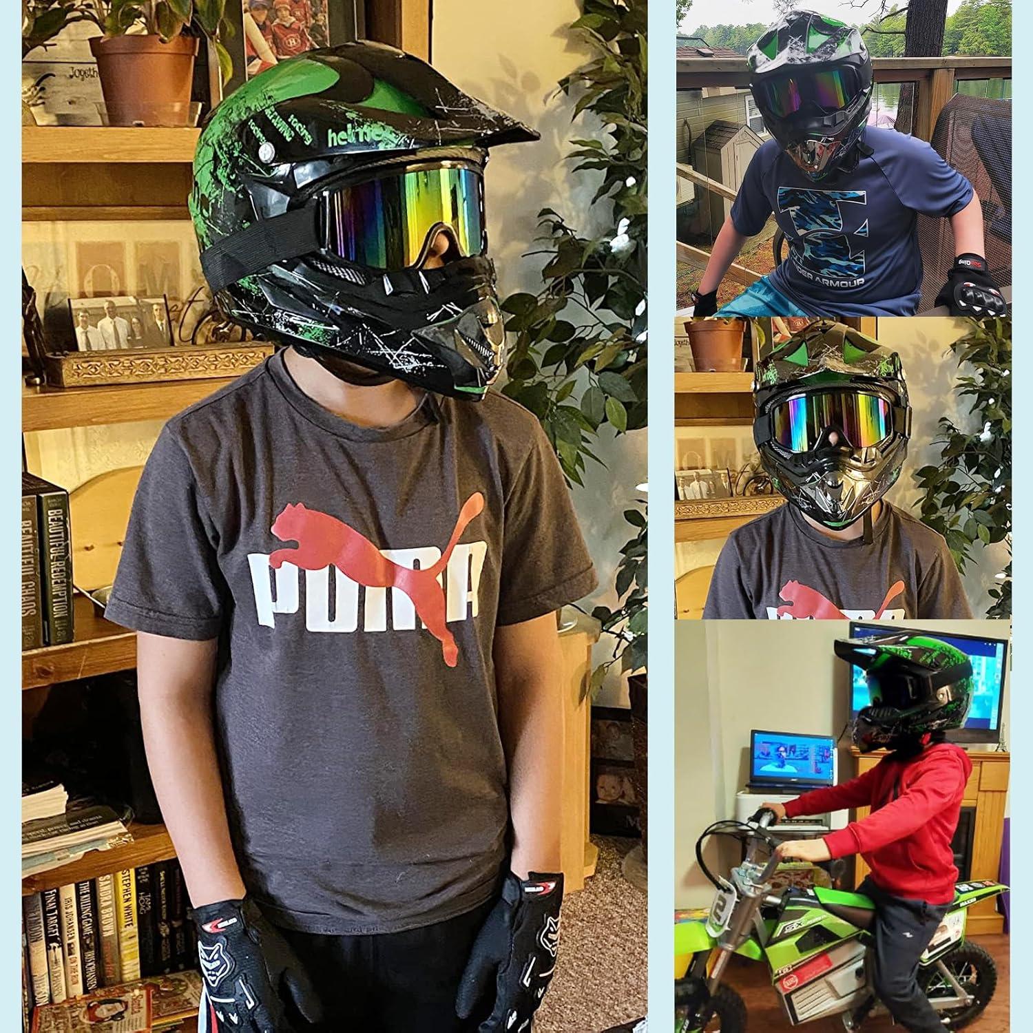 Casco de Motocross SanQing Mediano Verde Aprobado por DOT