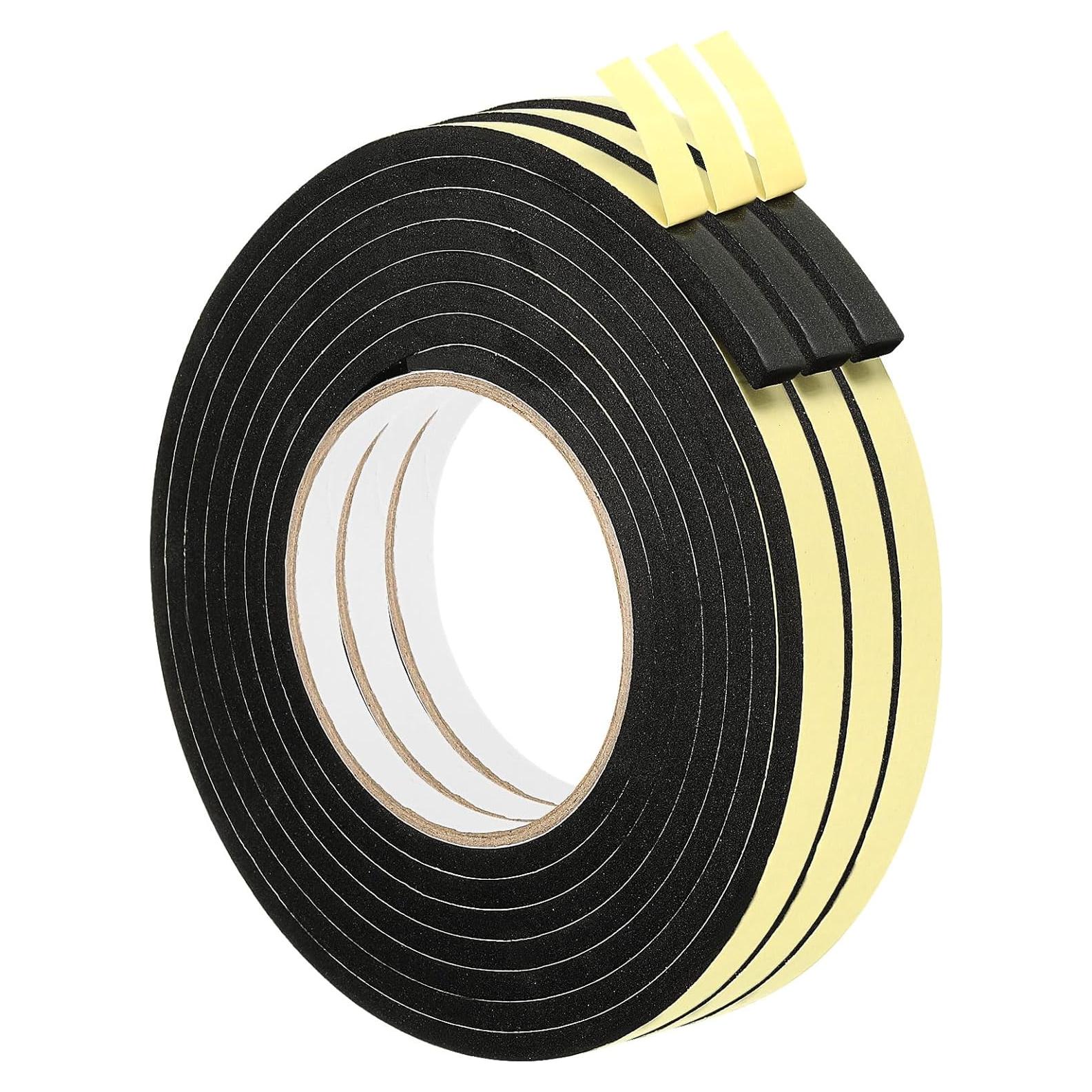 Cinta de Espuma Aislante PATIKIL 3m x 10mm x 5mm Negra - 3 Rollos