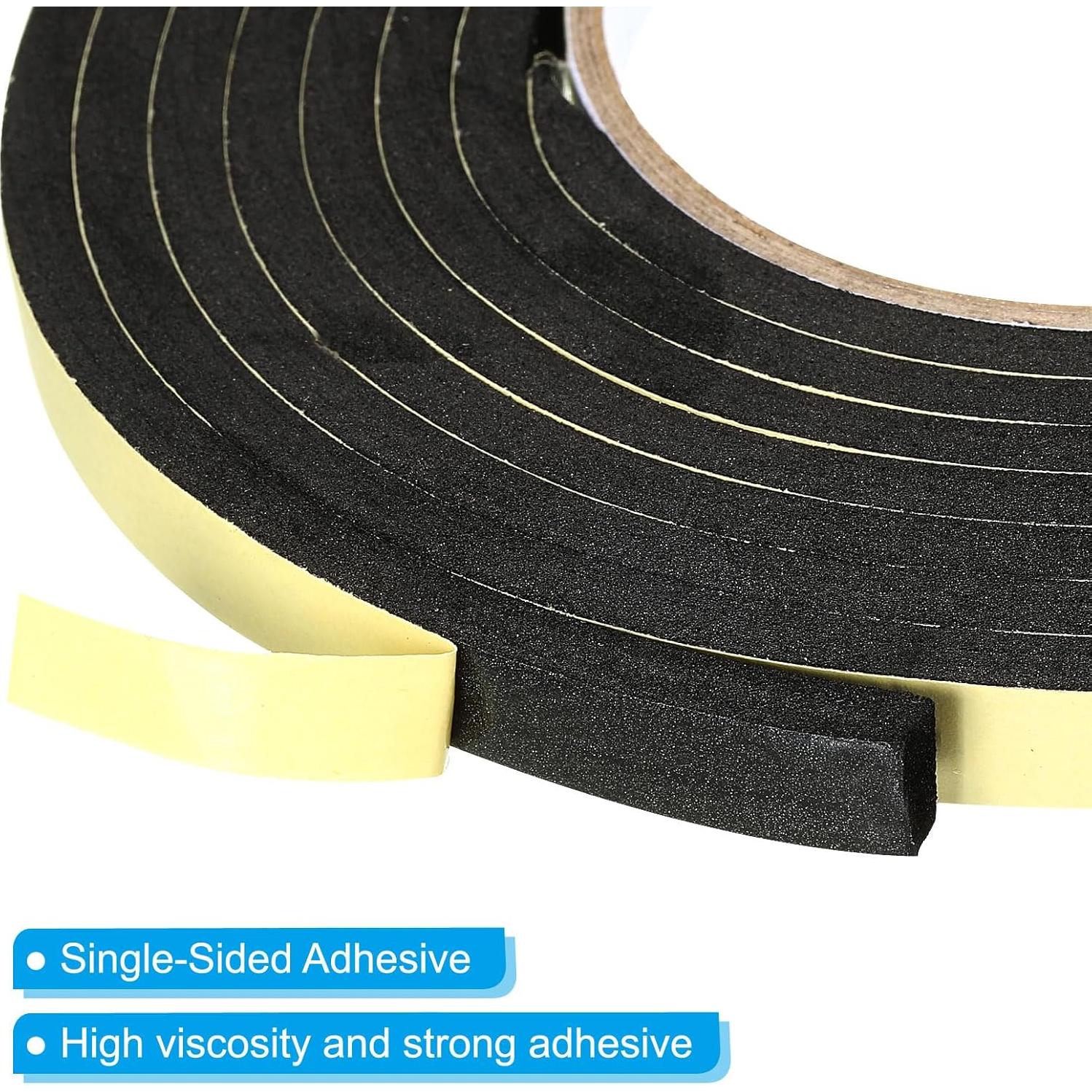 Cinta de Espuma Aislante PATIKIL 3m x 10mm x 5mm Negra - 3 Rollos