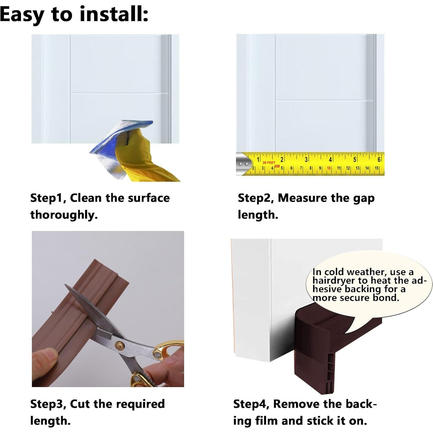 Detenedor de Corrientes de Aire DOHUG 1m Marrón Goma Adhesiva