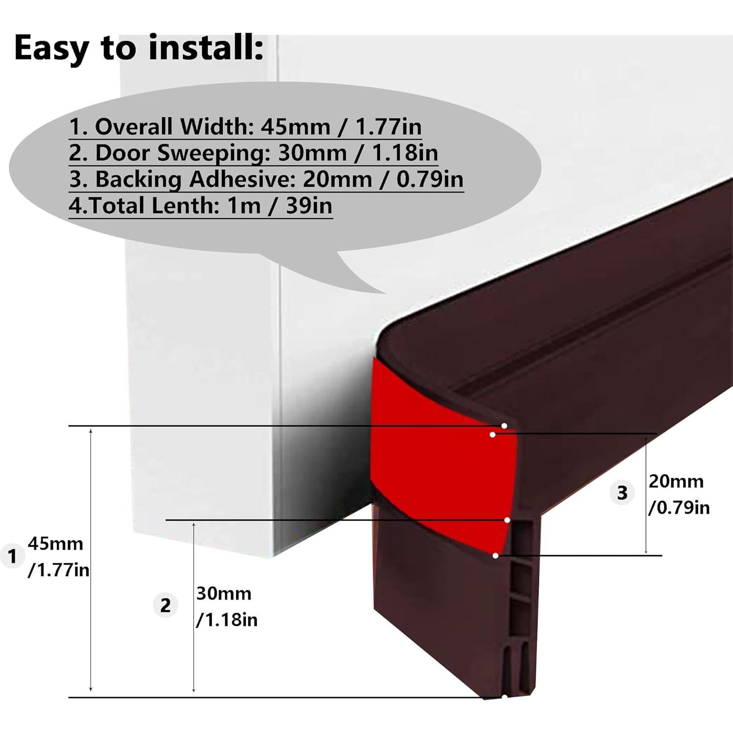 Detenedor de Corrientes de Aire DOHUG 1m Marrón para Puertas