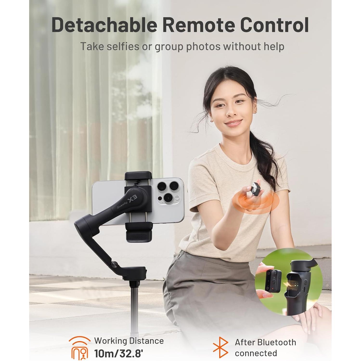 Estabilizador Gimbal Hohem iSteady X3 para iPhone - Plegable, Control Remoto, Luz Ajustable