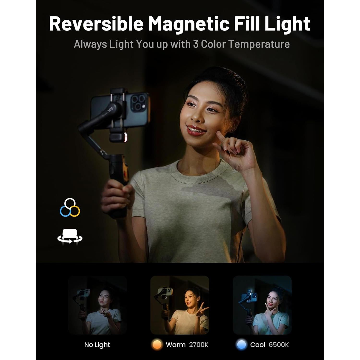 Estabilizador Gimbal Hohem iSteady X3 para iPhone - Plegable, Control Remoto, Luz Ajustable