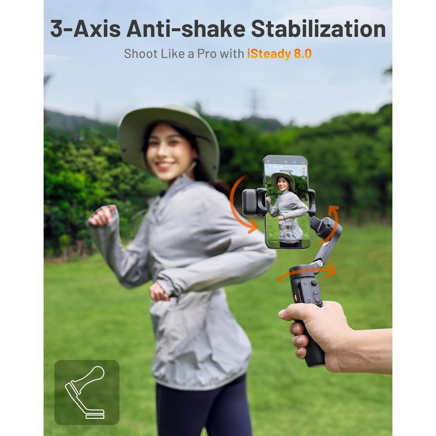 Estabilizador Gimbal Hohem iSteady X3 para iPhone - Plegable, Control Remoto, Luz Ajustable