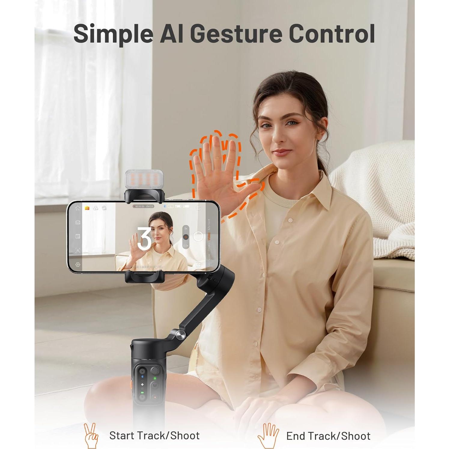 Estabilizador Gimbal Hohem iSteady X3 para iPhone - Plegable, Control Remoto, Luz Ajustable