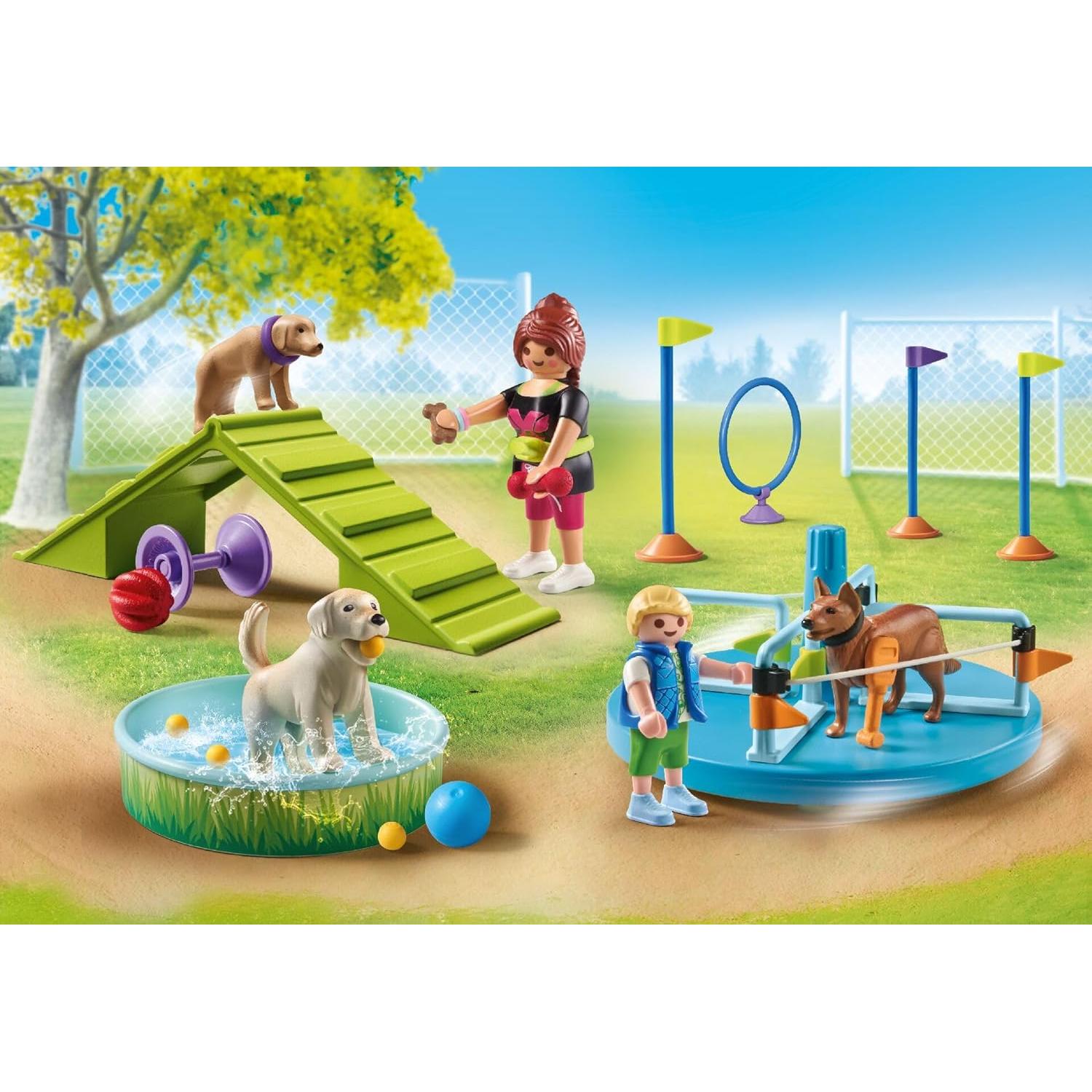 Parque Canino PLAYMOBIL 71745 con piscina y 3 perros