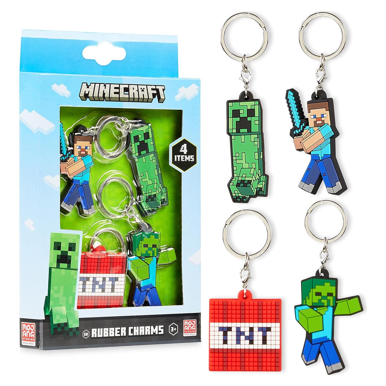 Conjunto de llaveros y pulsera Minecraft - 4 llaveros y 1 pulsera