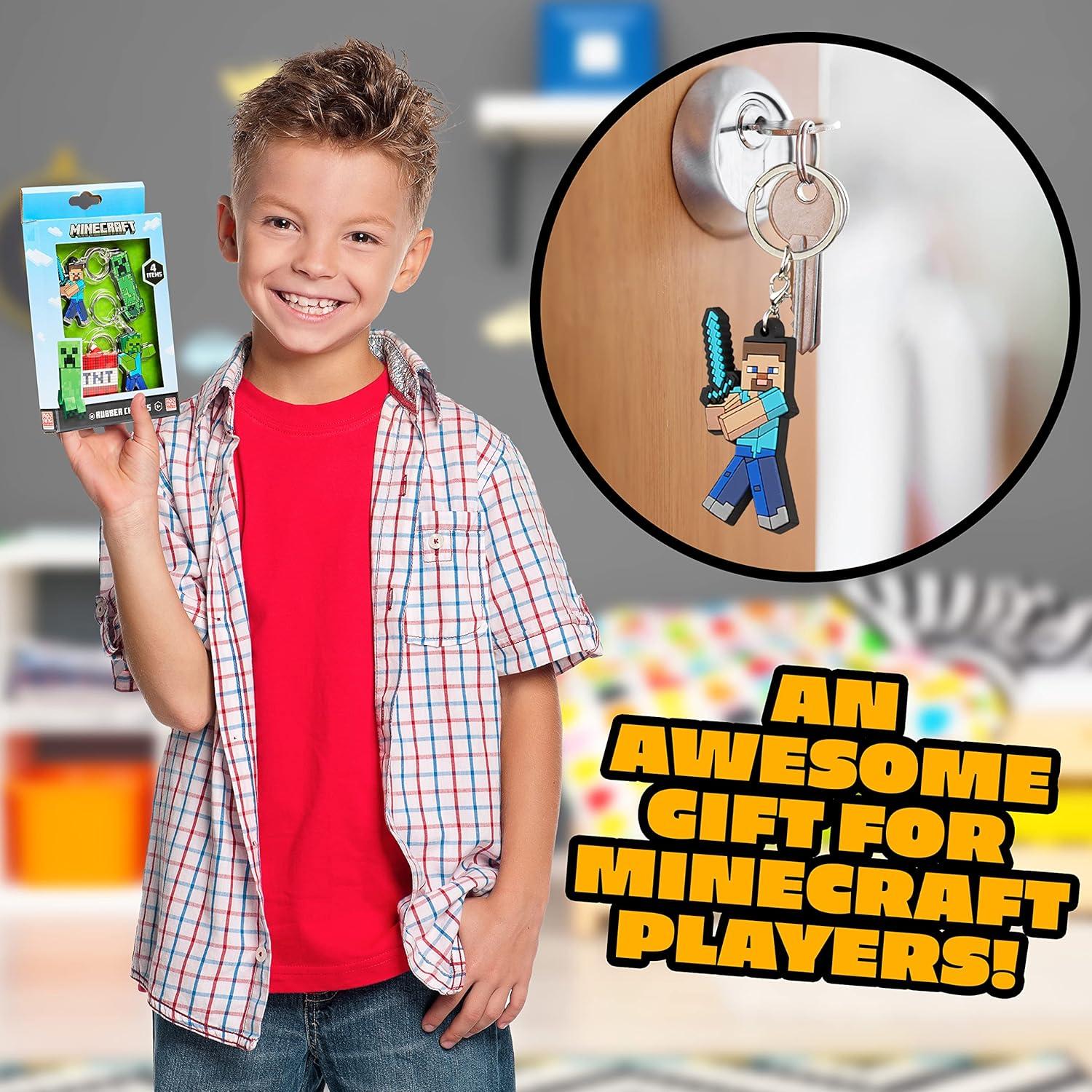 Conjunto de llaveros y pulsera Minecraft - 4 llaveros y 1 pulsera