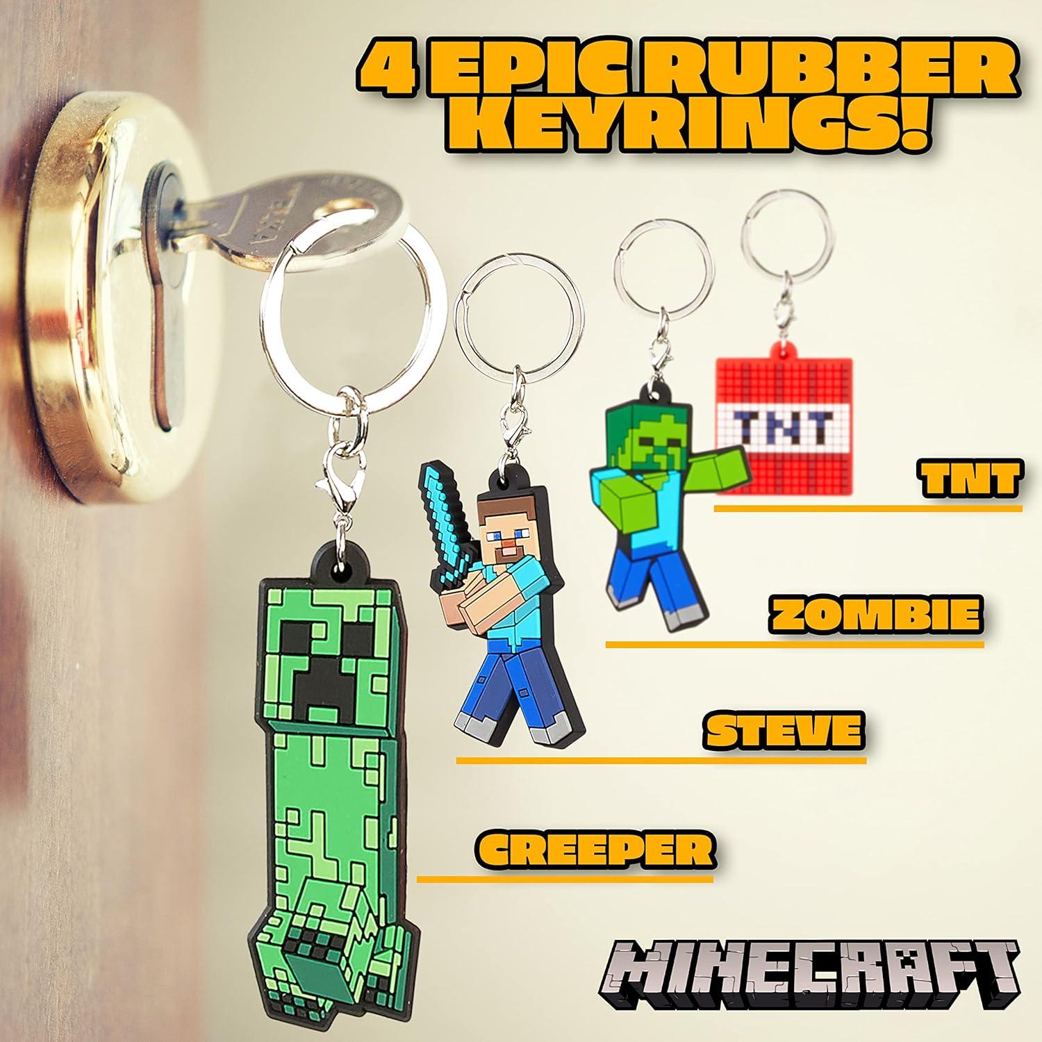 Conjunto de llaveros y pulsera Minecraft - 4 llaveros y 1 pulsera