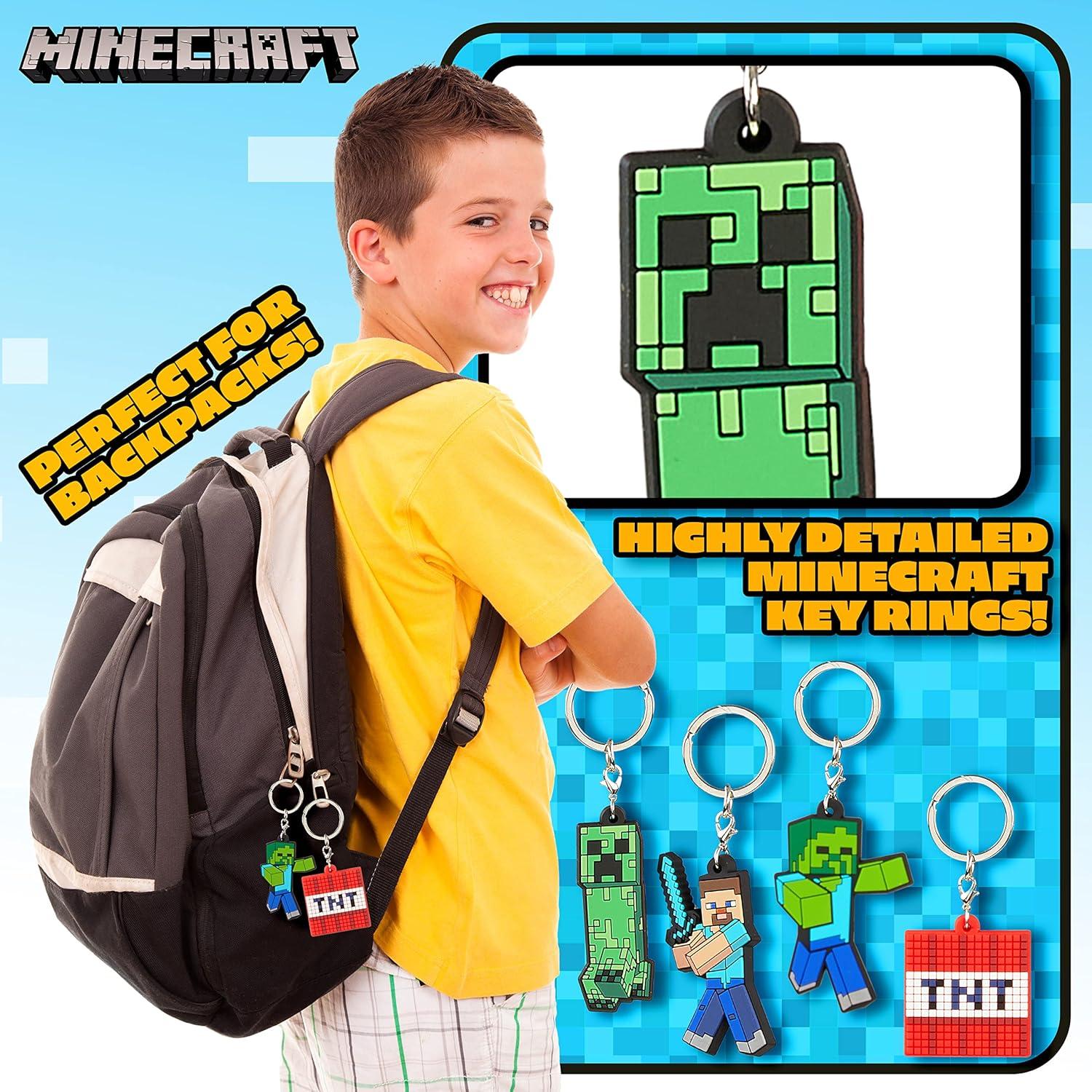 Conjunto de llaveros y pulsera Minecraft - 4 llaveros y 1 pulsera