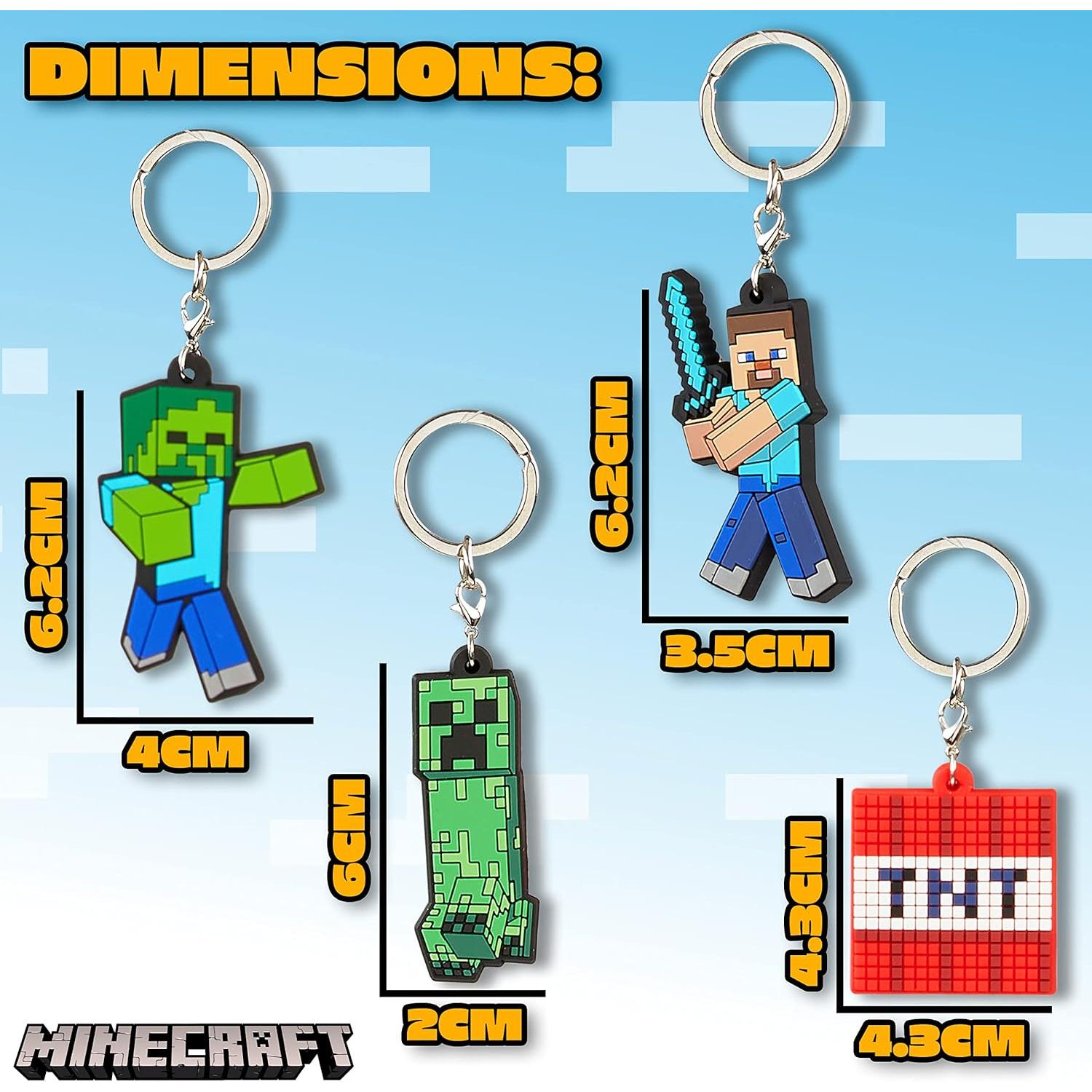 Conjunto de llaveros y pulsera Minecraft - 4 llaveros y 1 pulsera