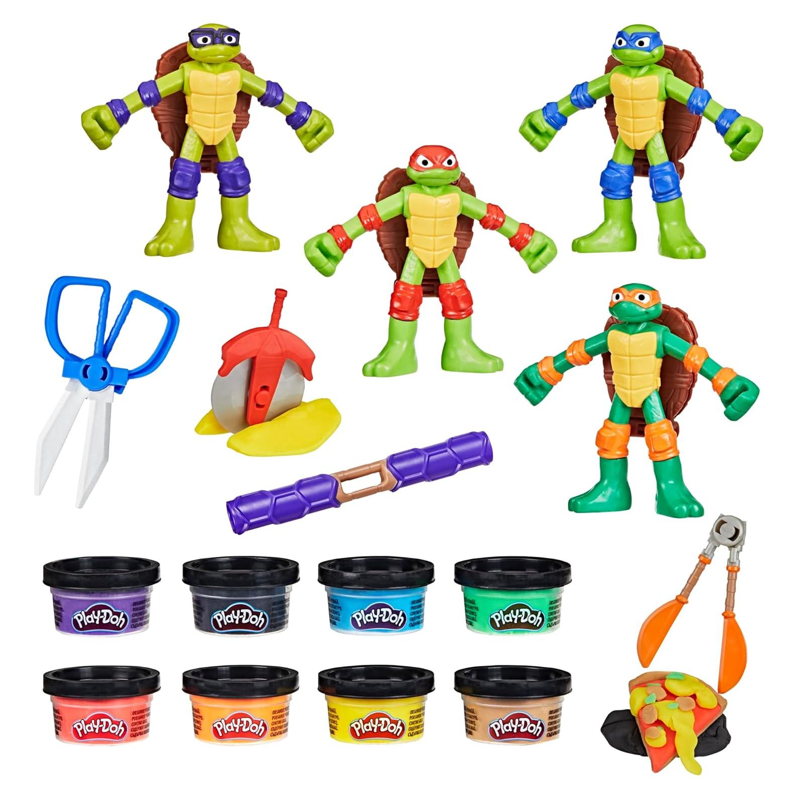 Conjunto Play-Doh Tortugas Ninja 4 Figuras Flexibles 10 cm