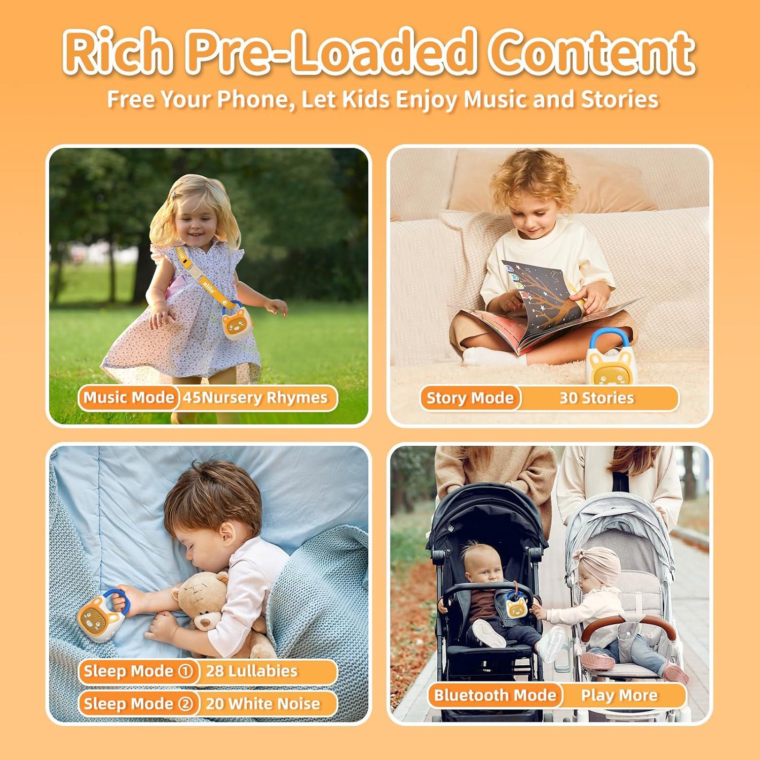 Reproductor de Música Portátil Alilo Pocket Bunny para Niños 1-6 Años