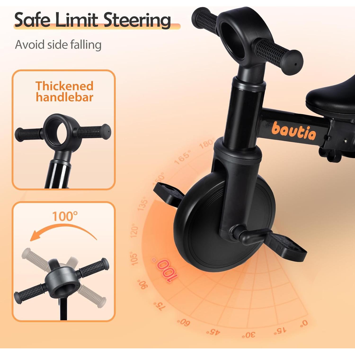 Triciclo 4 en 1 Bautia para Niños 1-3 Años, Bicicleta de Equilibrio