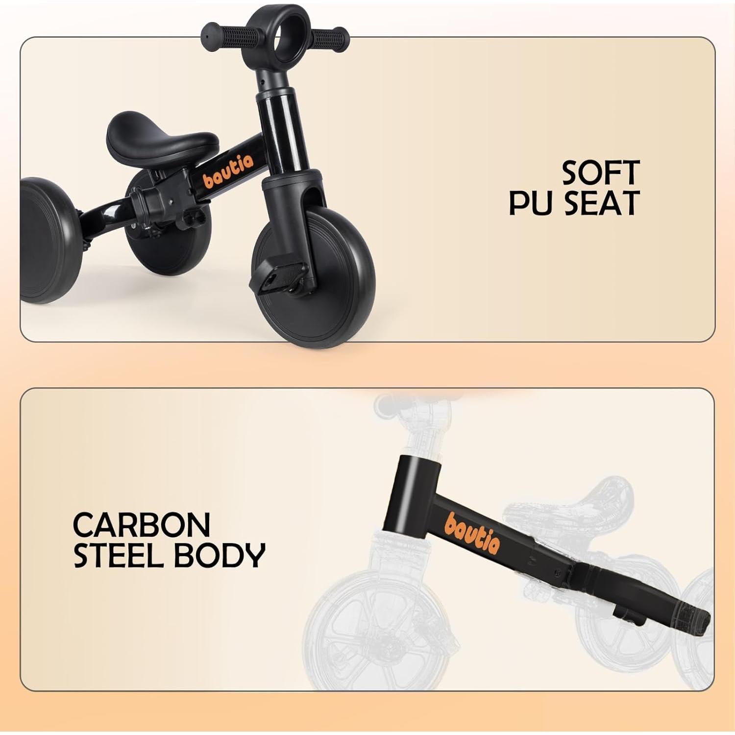 Triciclo 4 en 1 Bautia para Niños 1-3 Años, Bicicleta de Equilibrio