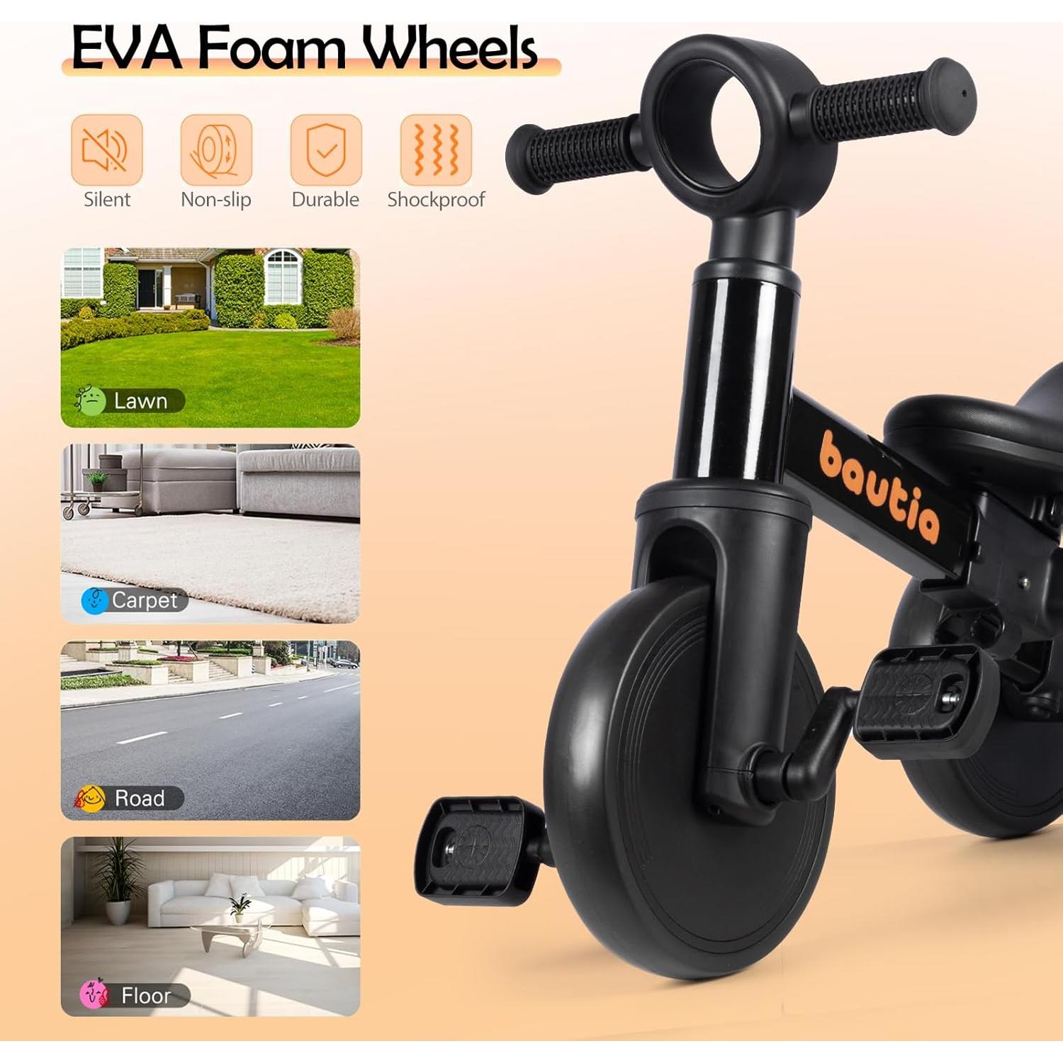 Triciclo 4 en 1 Bautia para Niños 1-3 Años, Bicicleta de Equilibrio